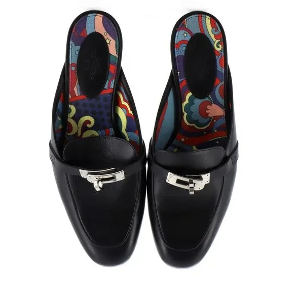 Hermes oz ブラック Brand New ( Rank N ) HERMÈS Oz mule Black (89) White (01